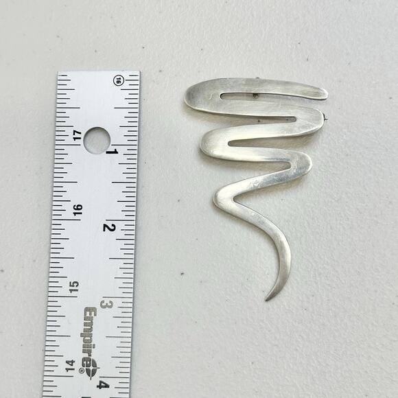 Vintage 925 Zig Zag Brooch Pendant Mexico Sterling Silver Lightening Bolt Pin - Picture 2 of 4